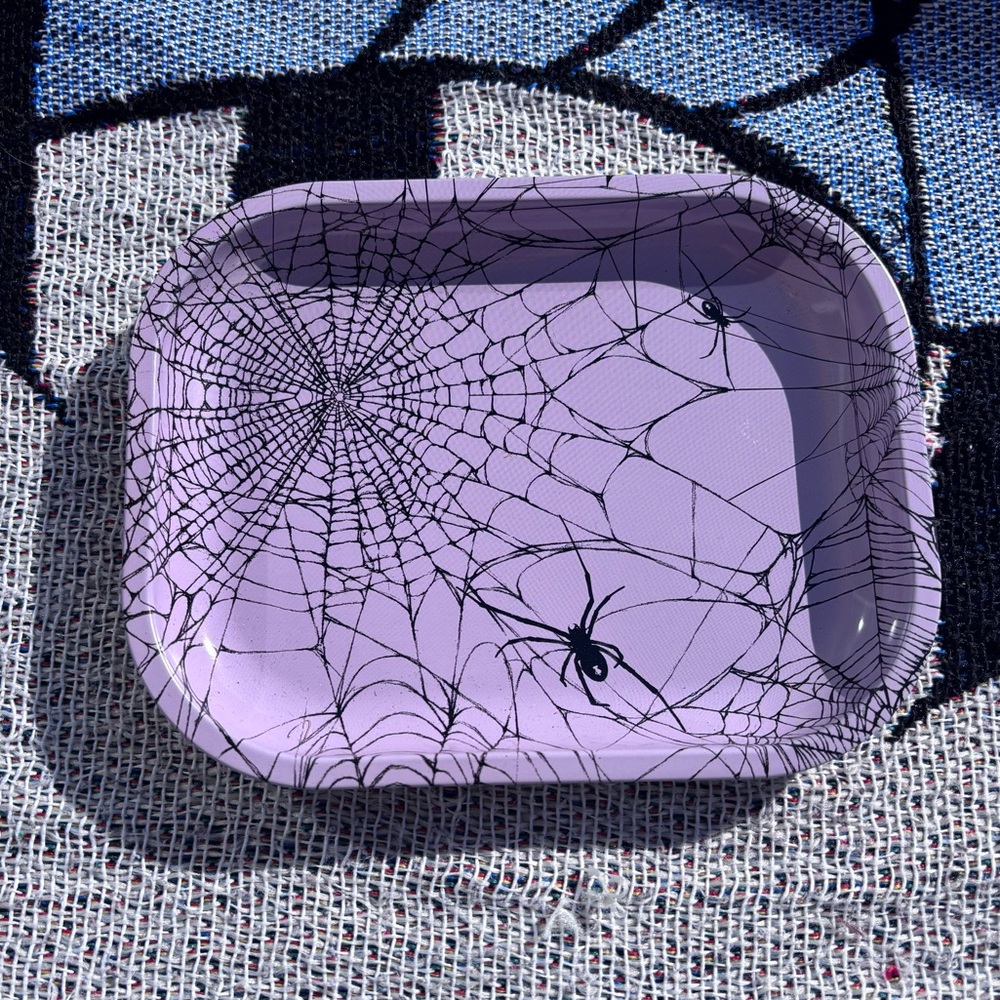 DOLLS KILL DOLLS HOME PURPLE SPIDERWEB METAL TRAY